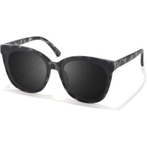 Women's A15 White Tortoise Frame Gray Polarized Lens Stylish Cat Eyes Sunglasses